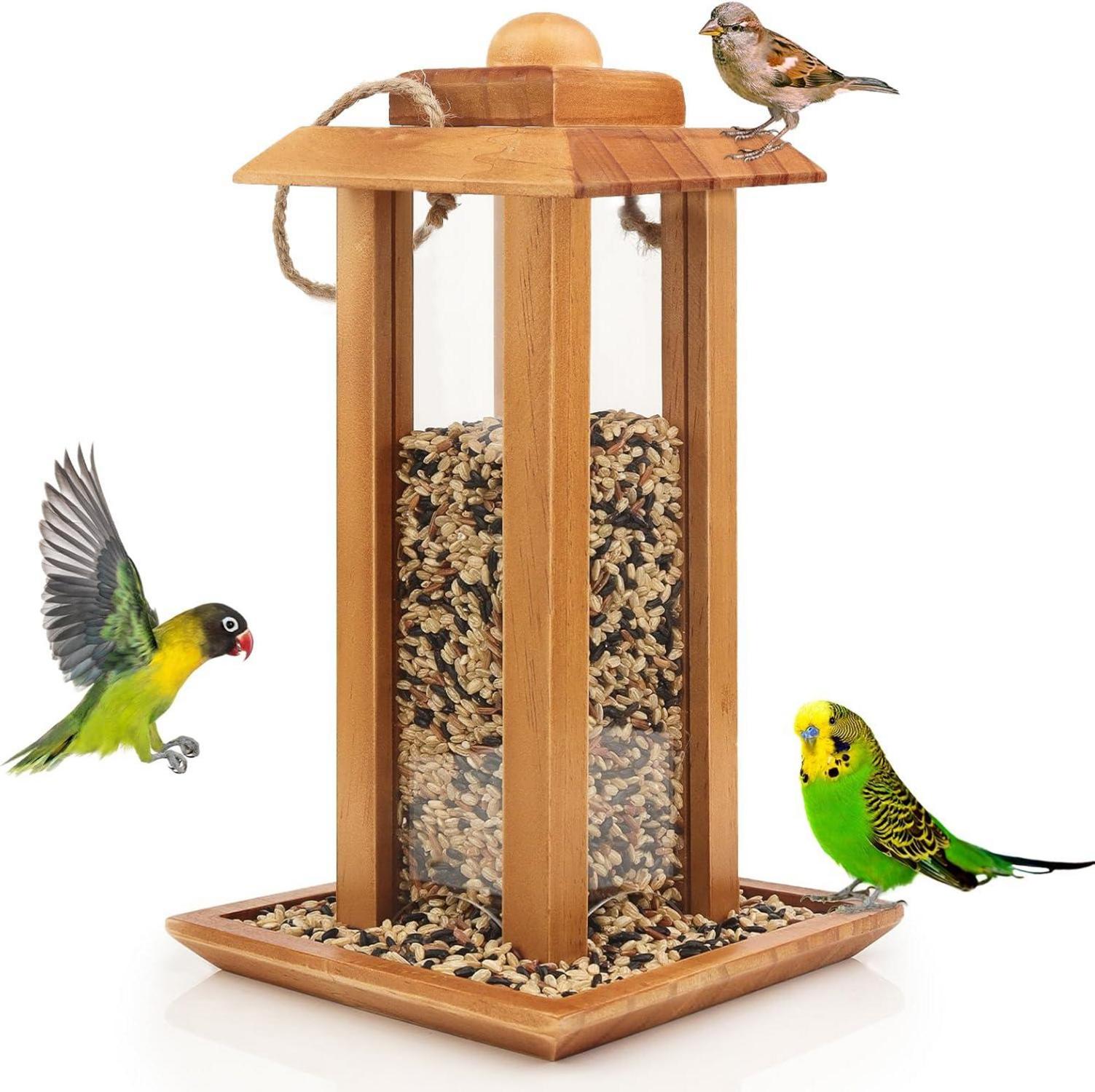 Vogelhaus Vogelfutterspender Holz Wetterfest für Wildvögel