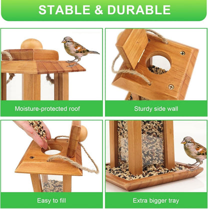 Vogelhaus Vogelfutterspender Futterstation Hängend Holz Wetterfest