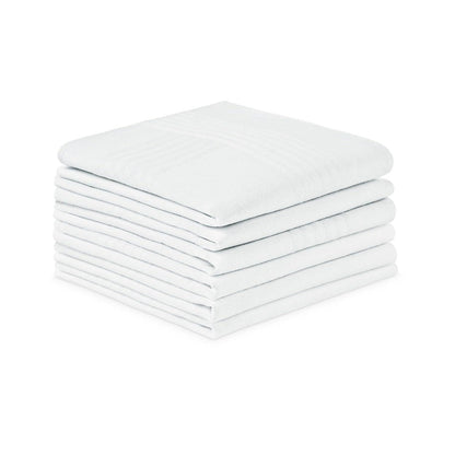 6er Set Weiße Baumwoll-Stofftaschentücher für Herren - 40x40cm