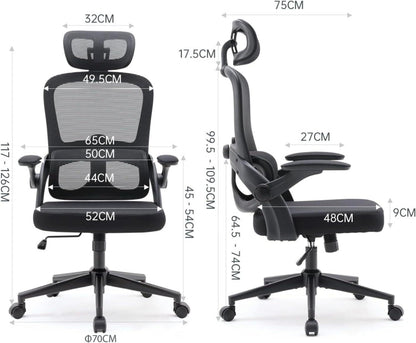 Ergonomischer Bürostuhl mit 3D-Armlehnen und Lendenwirbelstütze