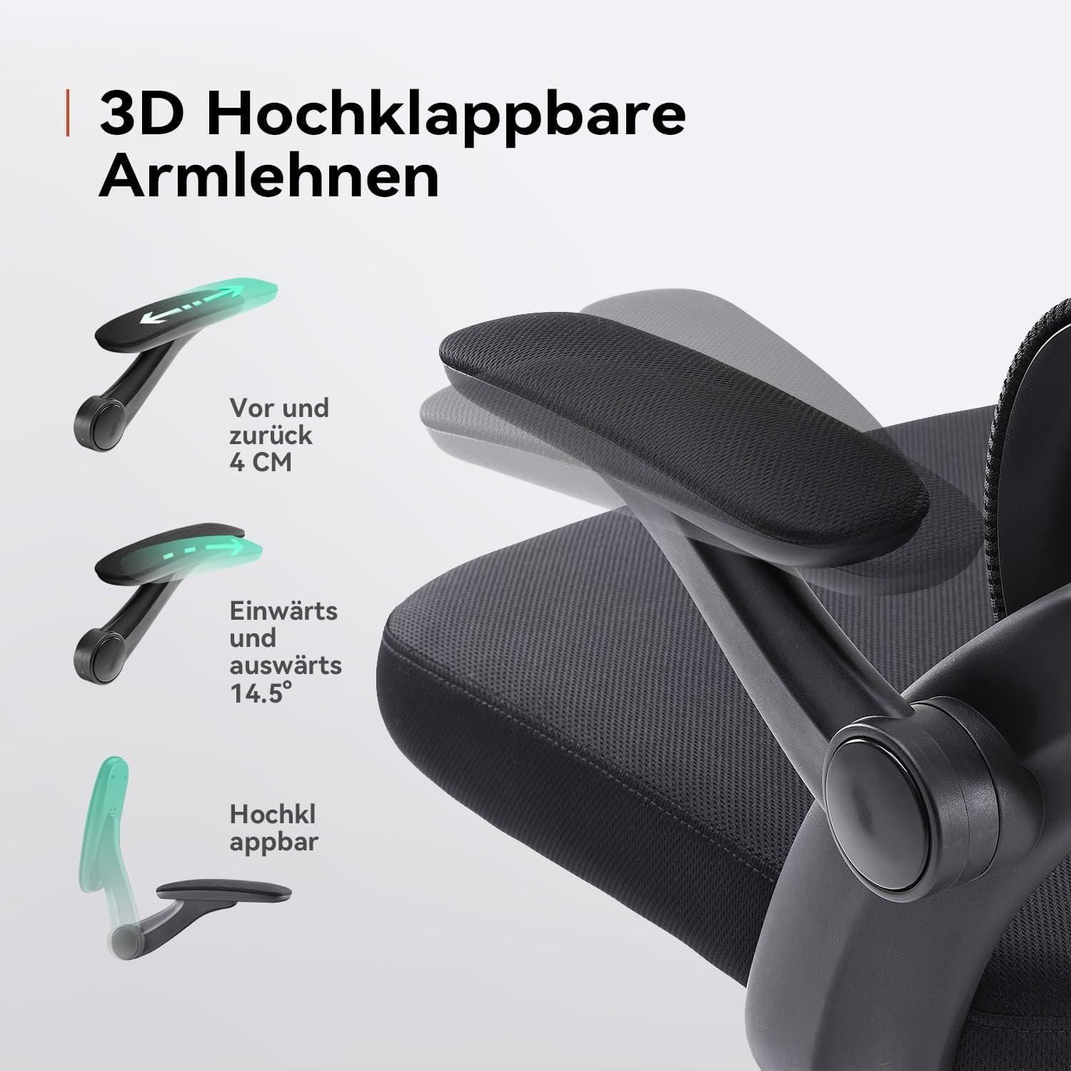 Ergonomischer Bürostuhl mit 3D-Armlehnen und
