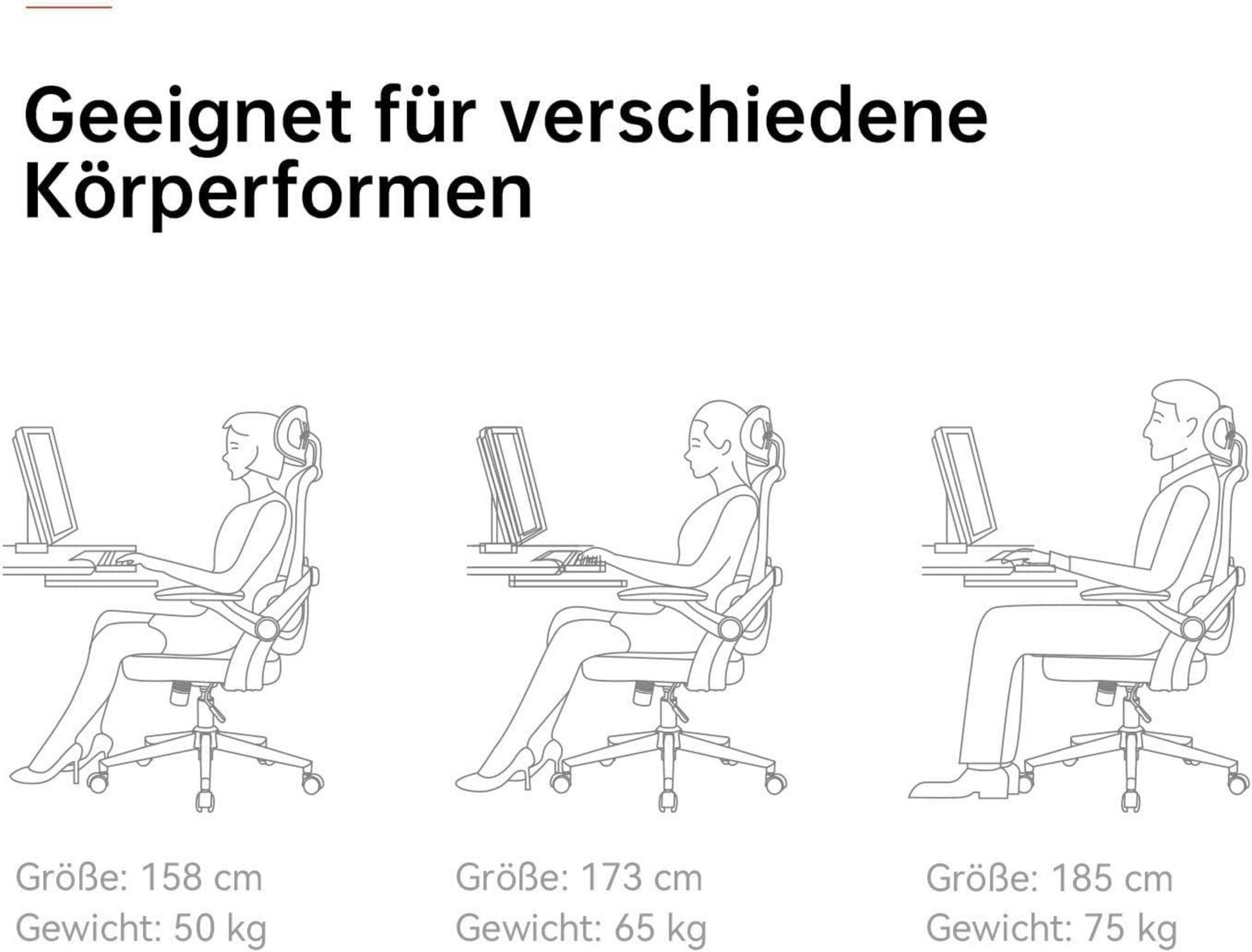 SIHOO M102C Ergonomischer Bürostuhl mit 3D-Armlehnen und Lendenwirbelstütze