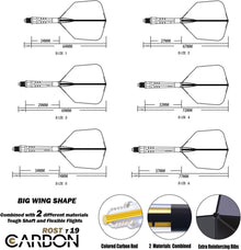 Carbon Dartschaft & Flight Set Big Wing-Form Größe