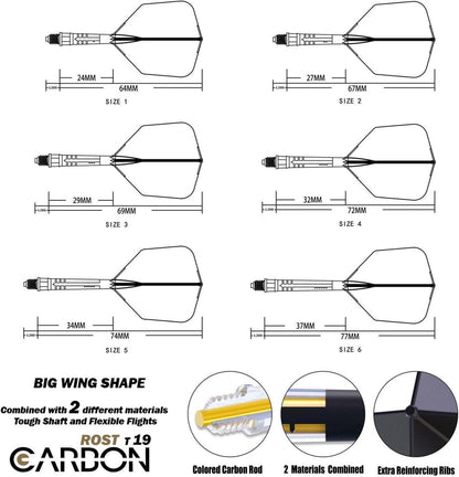 Carbon Dartschaft & Flight Set Big Wing-Form Größe