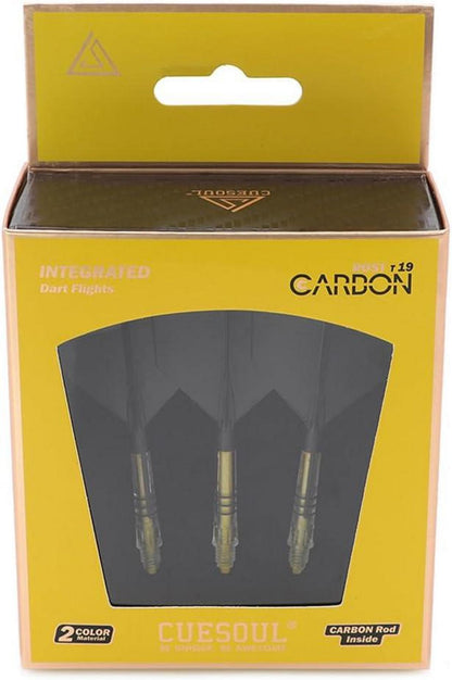 Carbon Dartschaft & Flight Big Wing-Form, 3er-Set schwarz+gelb Größe 3