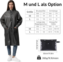 Opret Regenponcho Herren Damen Wasserdicht EVA Schwarz