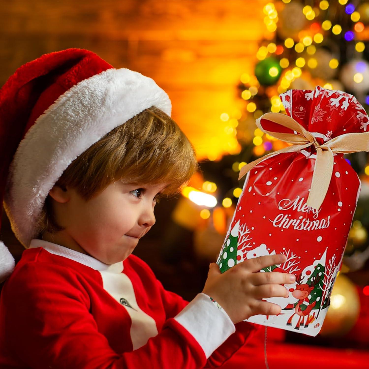 34 Weihnachtsgeschenkbeutel in verschiedenen Größen mit Kordelzug