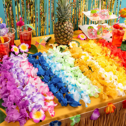 Hawaii Blumen Lei Halskette Set 36-teilig 91cm Multifarbig