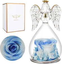 Ewige Rose Engel Figur Mutter Geschenk Valentinstag Weiß Blau