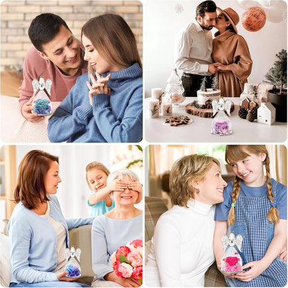 Ewige Rose Engel Figur Geschenk Weiß Blau Mutter Frau Oma Freundin