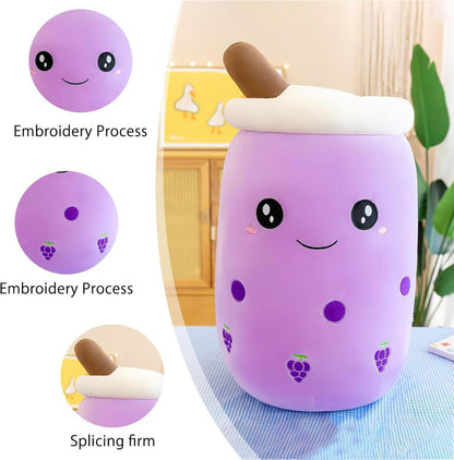 Bubble Tea Plüschkissen Stofftier Boba Tea Kuscheltier Lila