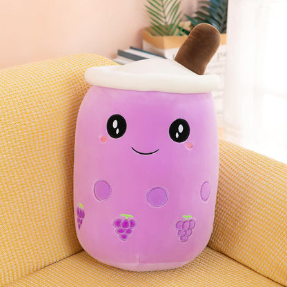 Bubble Tea Plüschkissen Boba Stofftier 25cm Weihnachten Geburtstag Lila