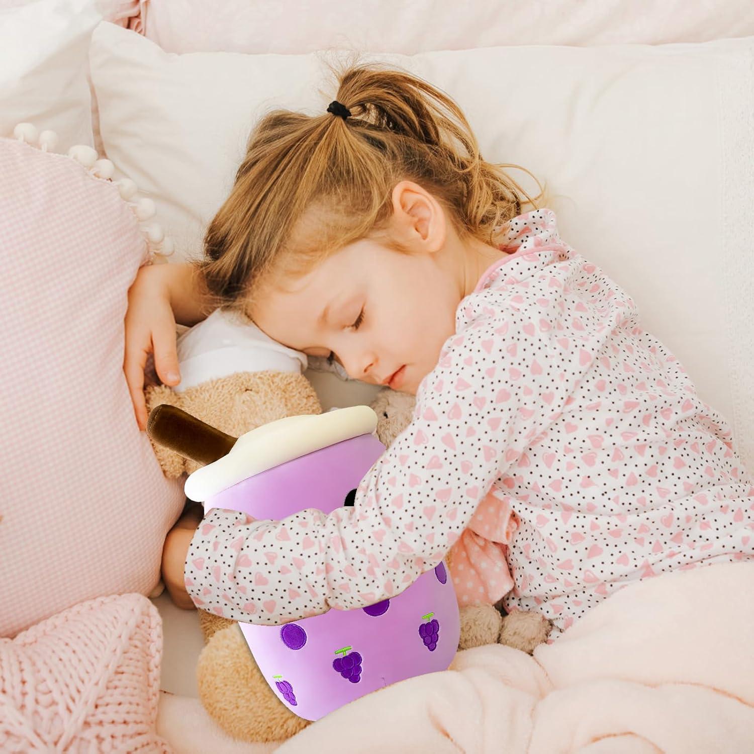 Bubble Tea Plüschkissen Boba Tee Stofftier 25cm Kuscheltier Lila