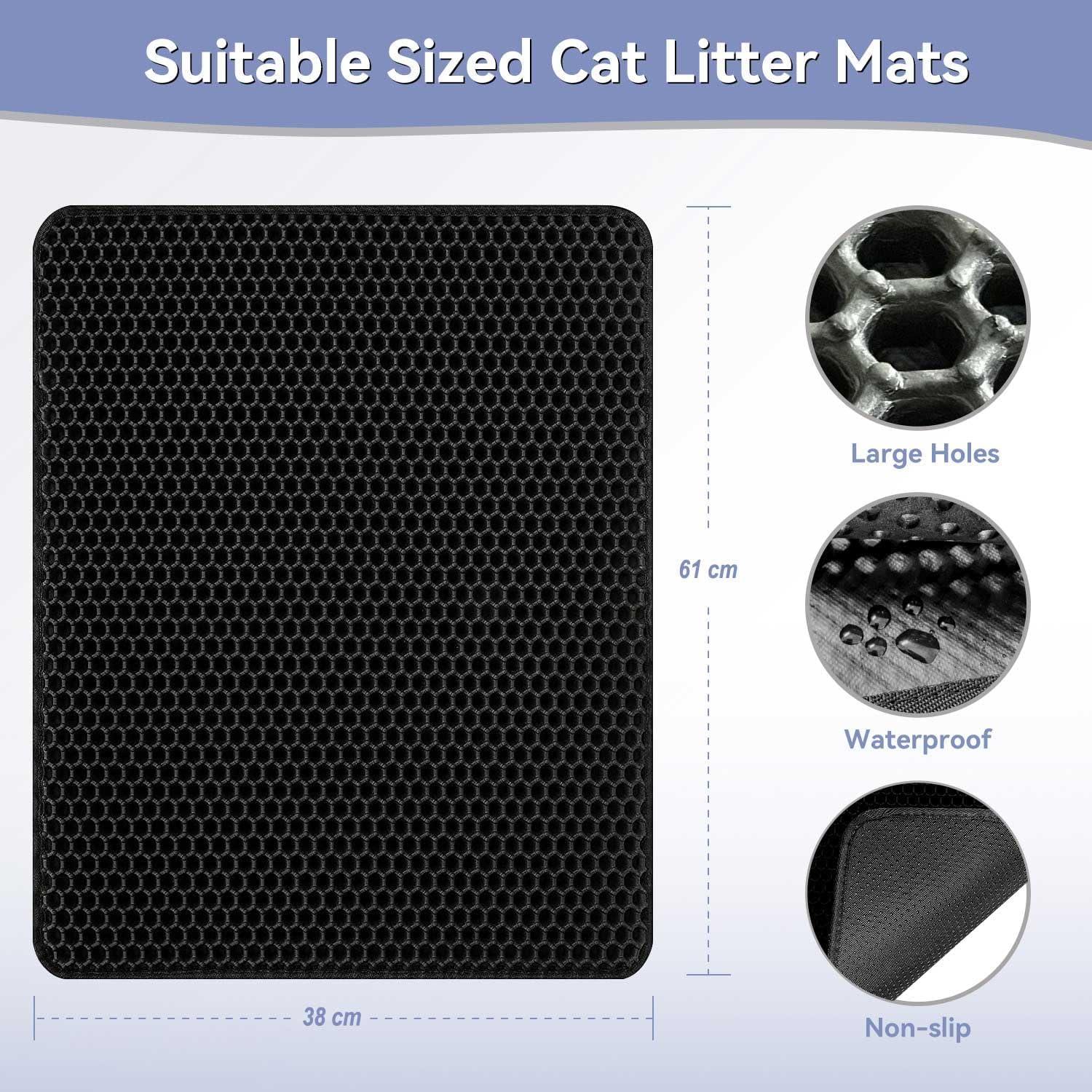 Katzenklo Matte 61x38cm Honeycomb Double Layer Schwarz