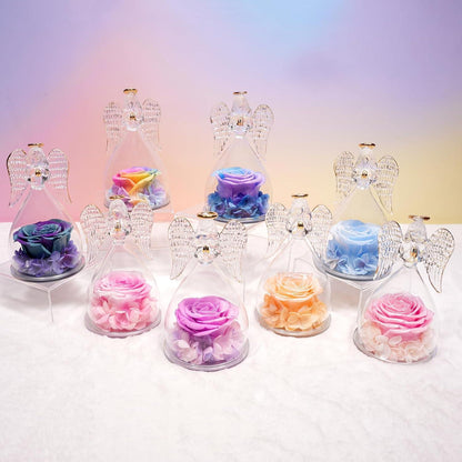 Geschenke für freundin Unendliche Rose Violett in Engelfigur