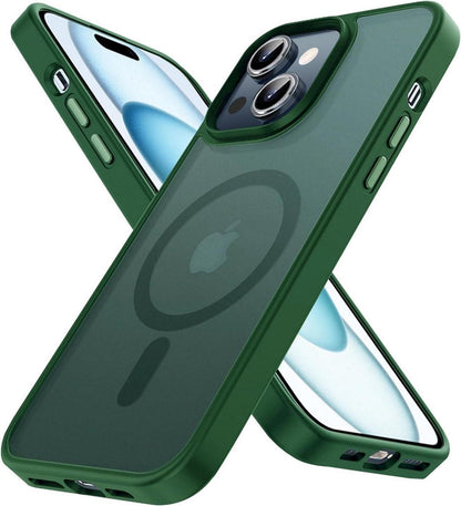 iPhone 15 Plus Magnetische Hülle mit MagSafe Militärischem Schutz Grün