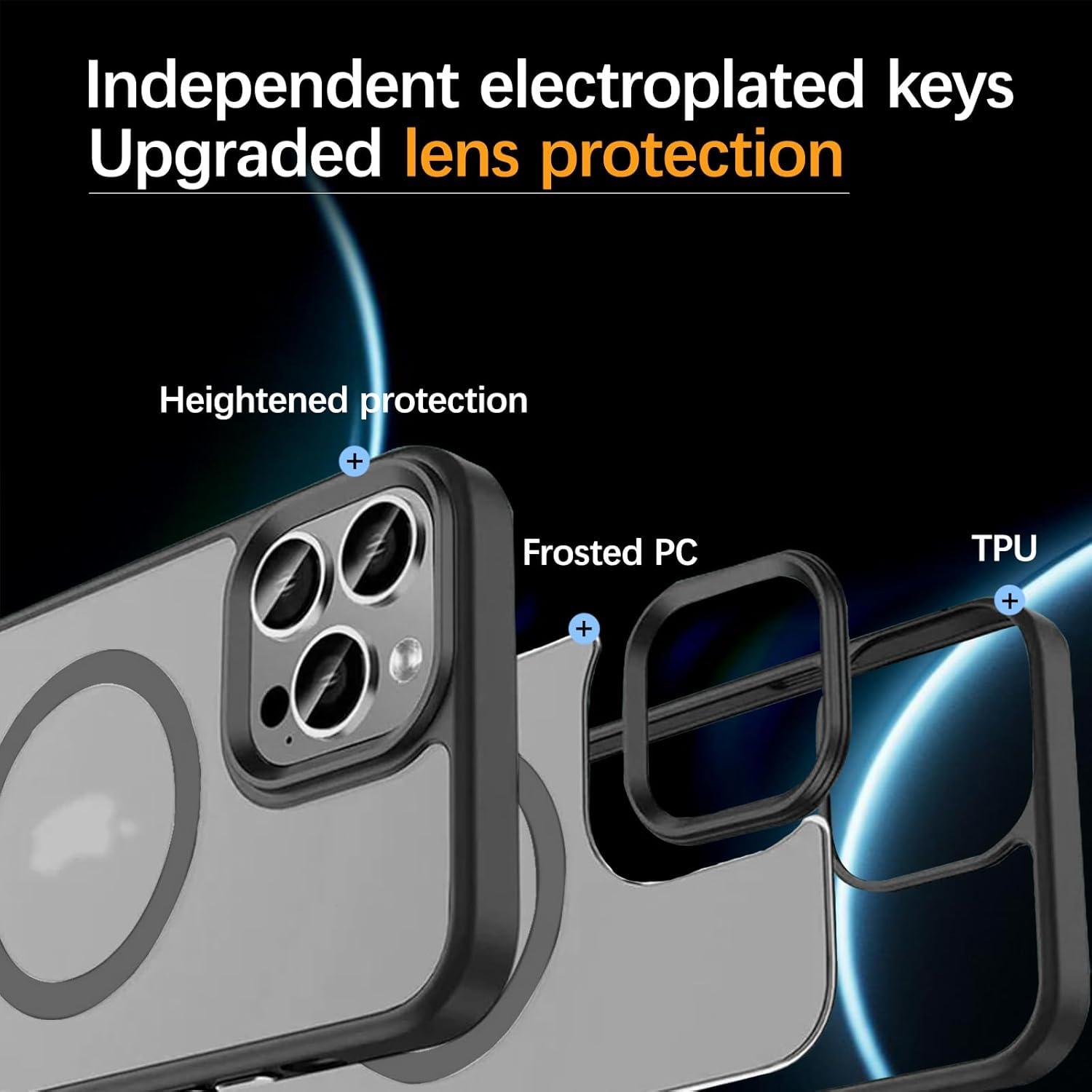 Magnetische Hülle für iPhone 15 Pro Max mit MagSafe, stoß- und kratzfest, ultra dünn, schwarz