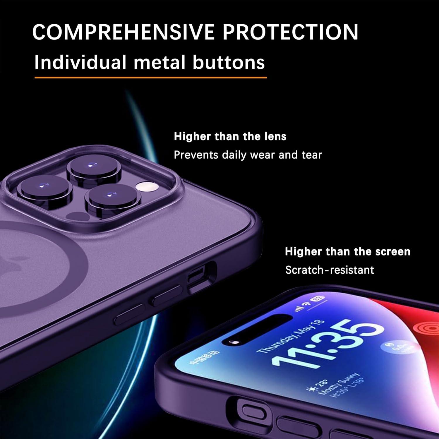 Magnetische iPhone 15 Hülle mit MagSafe Militärischer Schutz in Lila