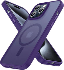 Magnetische Schutzhülle für iPhone 15 Pro Max MagSafe Stoßfest Lila