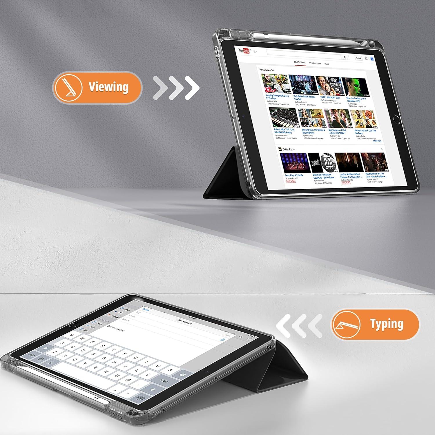 EasyAcc iPad 10,2 Zoll Hülle Stifthalter Stoßfeste Schutzhülle Schwarz
