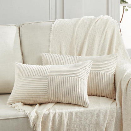 Dekorative Kordsamt Kissenbezug Set 30x50 Beige Modern Boho
