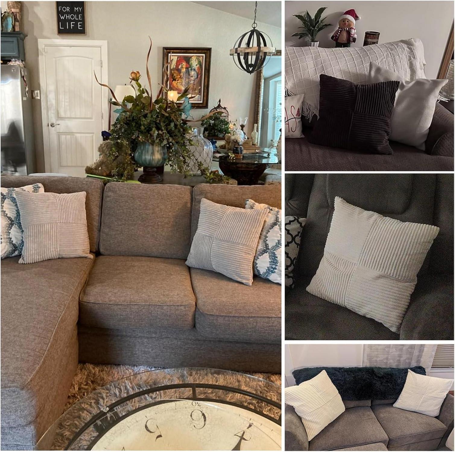 2er Set Beige Kordsamt Kissenbezüge 30x50 Weich Moderne Deko Sofakissen Schlafzimmer&Wohnzimmer
