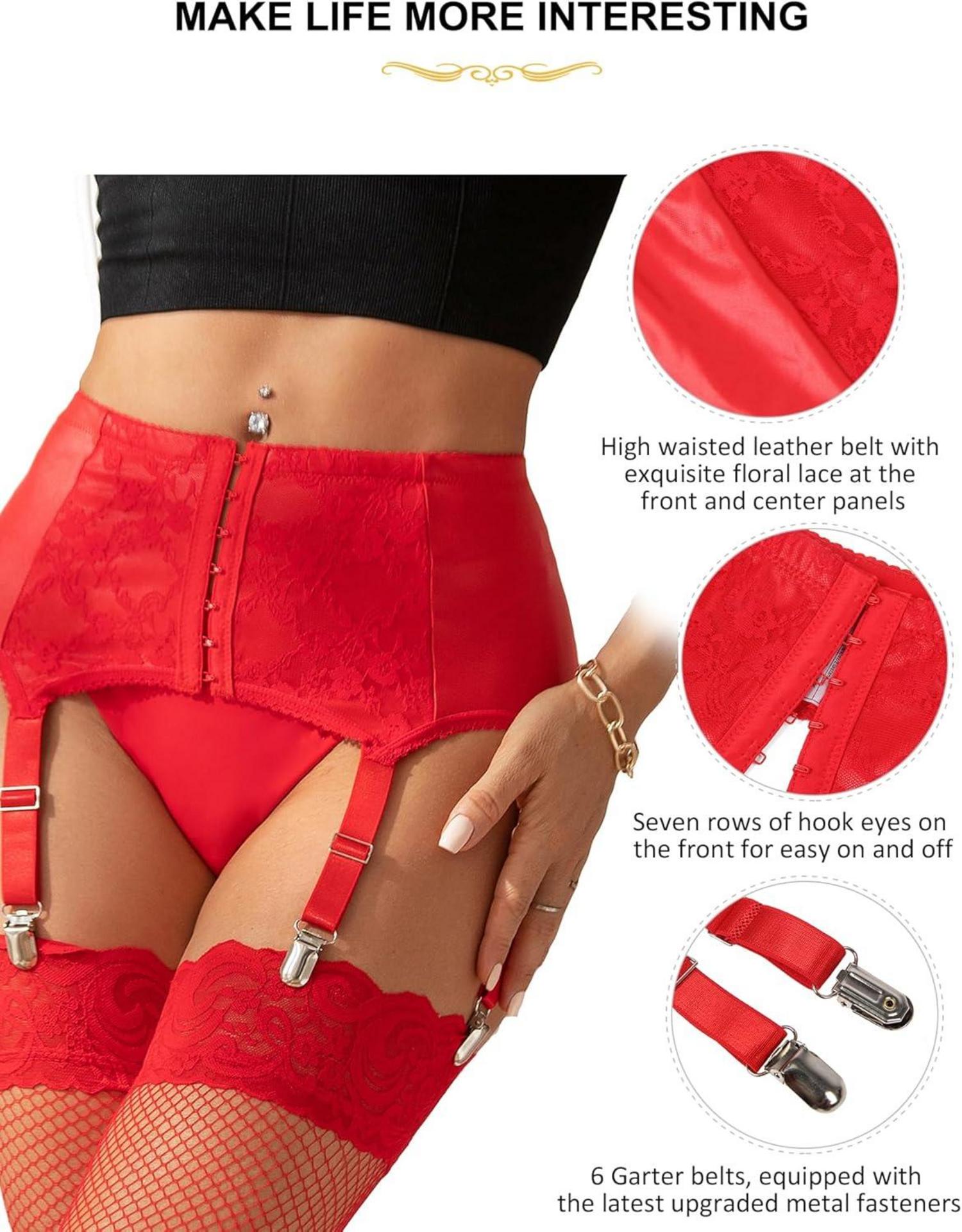 Strapsgürtel Damen Sexy Kunstleder Strumpfhalter Metallclips Dessous Set groß XL Rot