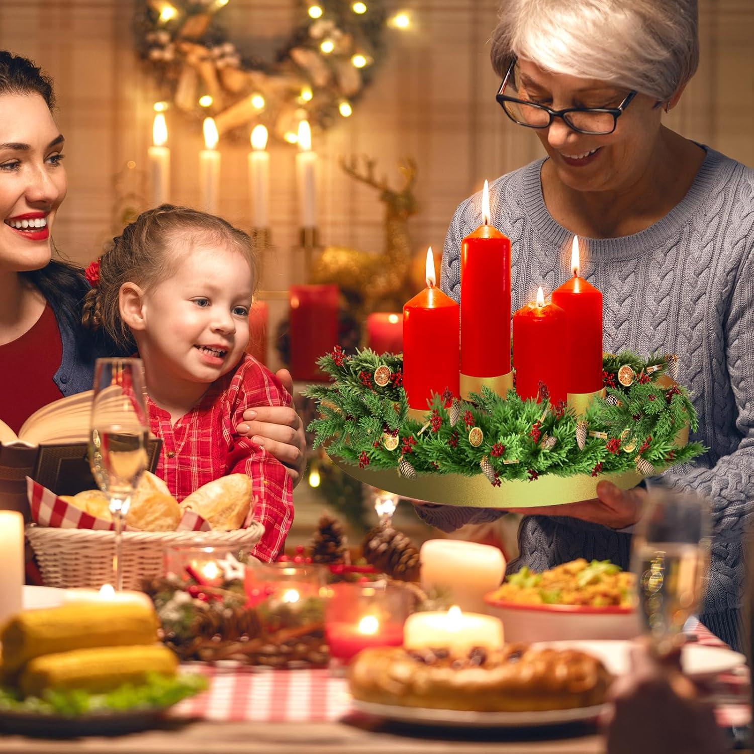 Adventskranz Magnet Kerzentablett gold Kerzenhalter Stabkerze