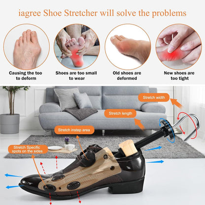 Schuhspanner Holz 4-Wege Schuhdehner Schuhweiter mit Schuhlöffel