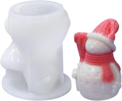 Silikonform Weihnachten 3D Gießform Schneemann Kerzen Seife DIY