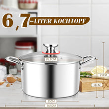 3-Lagiger Edelstahl Nudeltopf mit Glasdeckel, 26cm - 7L