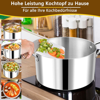 Kochtopf 26cm Edelstahl Nudeltopf Glasdeckel 7L Induktion Spülmaschinenfest