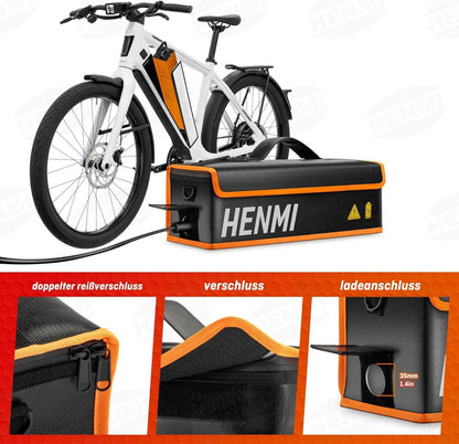 Ebike Akku Tasche Feuerfest Metallschnalle 41x13x12 cm M