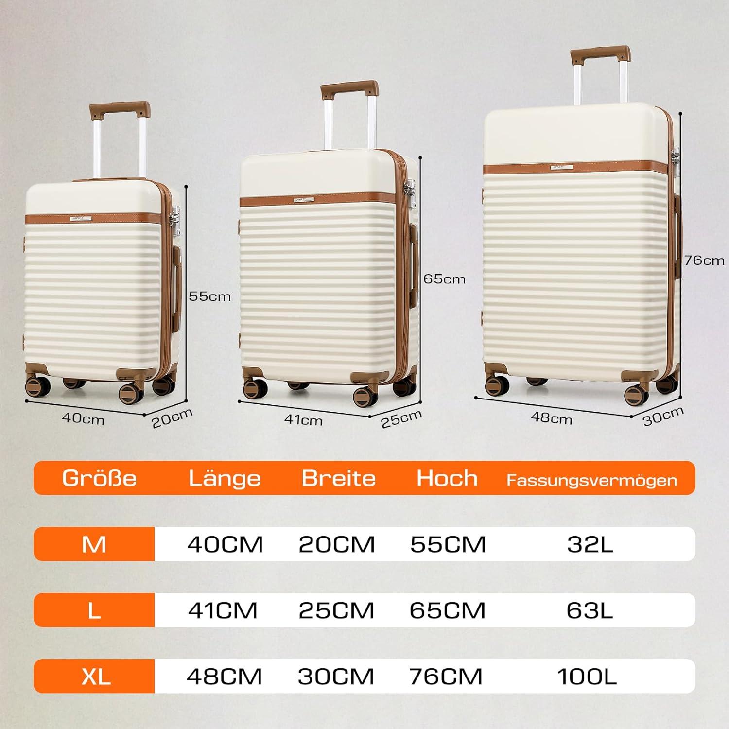 Joyway Kofferset 3tlg. ABS Hartschalen Trolley 4 Rollen TSA Schloss