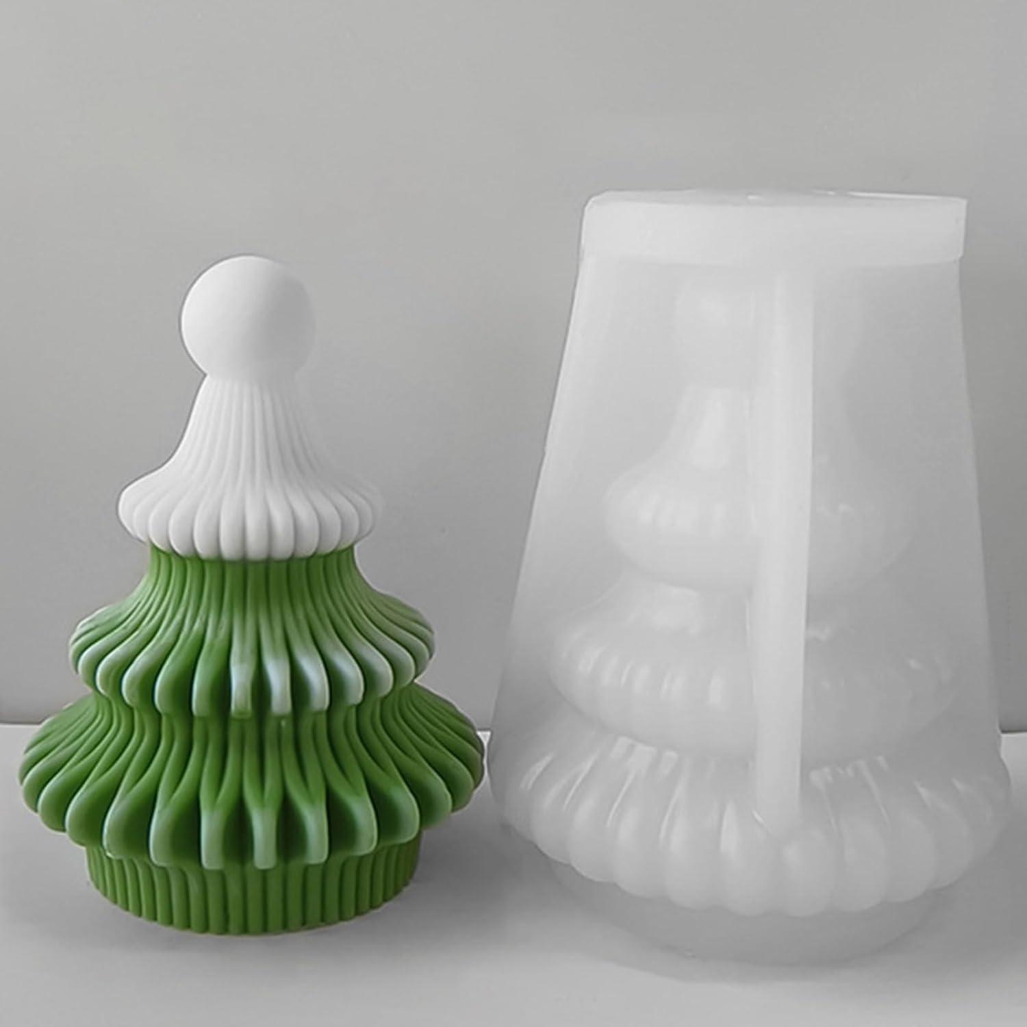 2er Set Weihnachtsbaum Silikonform für Kerzen Seife DIY Dekoration