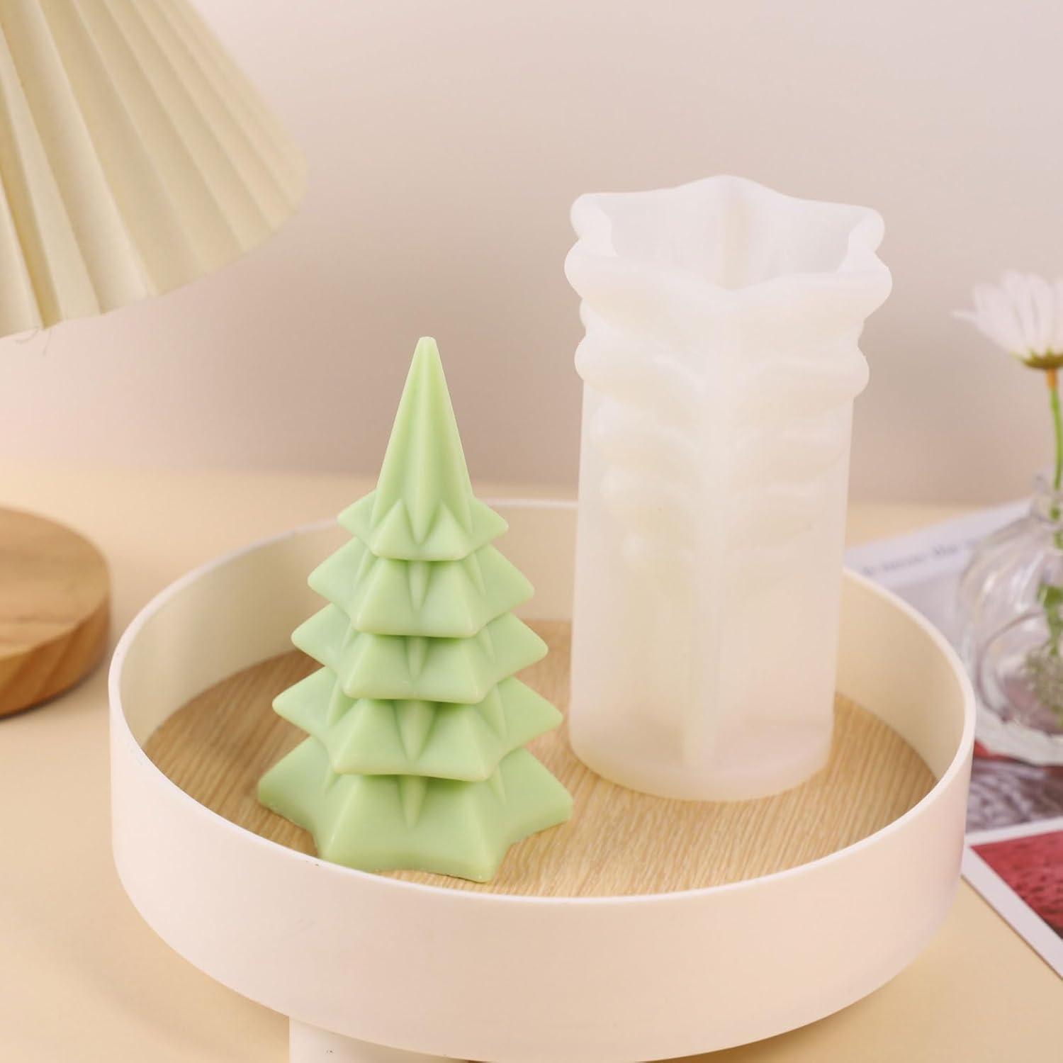 3D Weihnachtsbaum Silikonformen, 2er Set für Kerzen & Seifen
