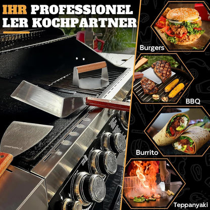 Smashburger Set Grillzubehör Burgerpresse + 2x Grillspachtel