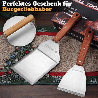 Smashburger Set Grillzubehör Burgerpresse + 2x Grillspachtel