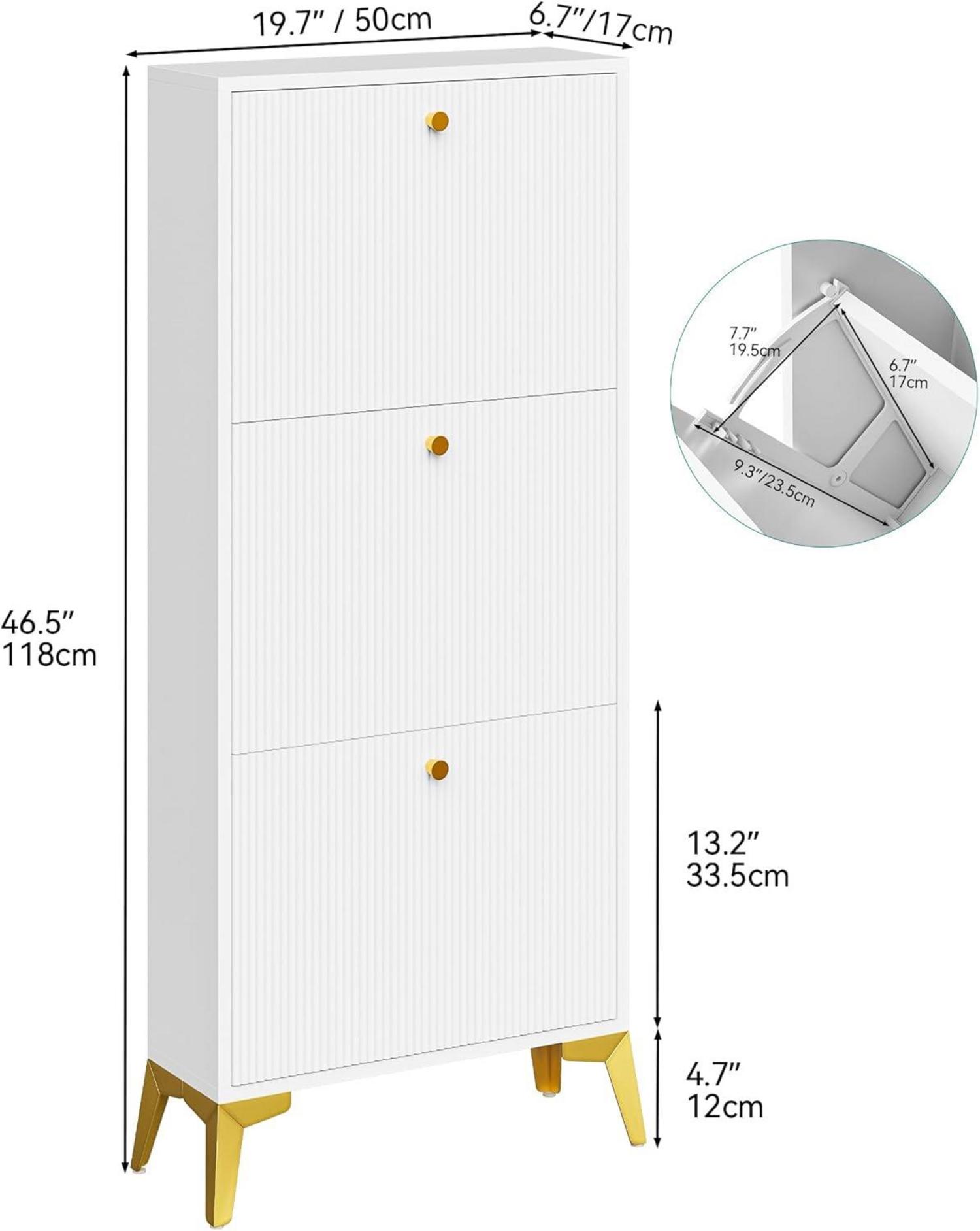 YITAHOME Schuhschrank mit 3 Klappschubladen und
