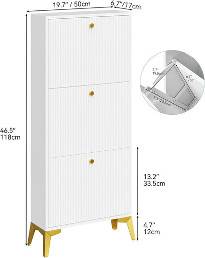 YITAHOME Schuhschrank mit 3 Klappschubladen und