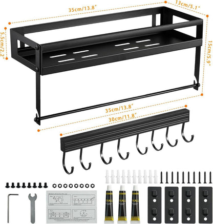 Gewürzregal Wand Küchenregal ohne Bohren 2er Set 35 x 13 x