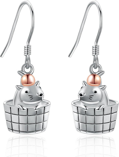 Capybara Sterling Silber Tier Ohrringe Geschenk Frauen Mädchen