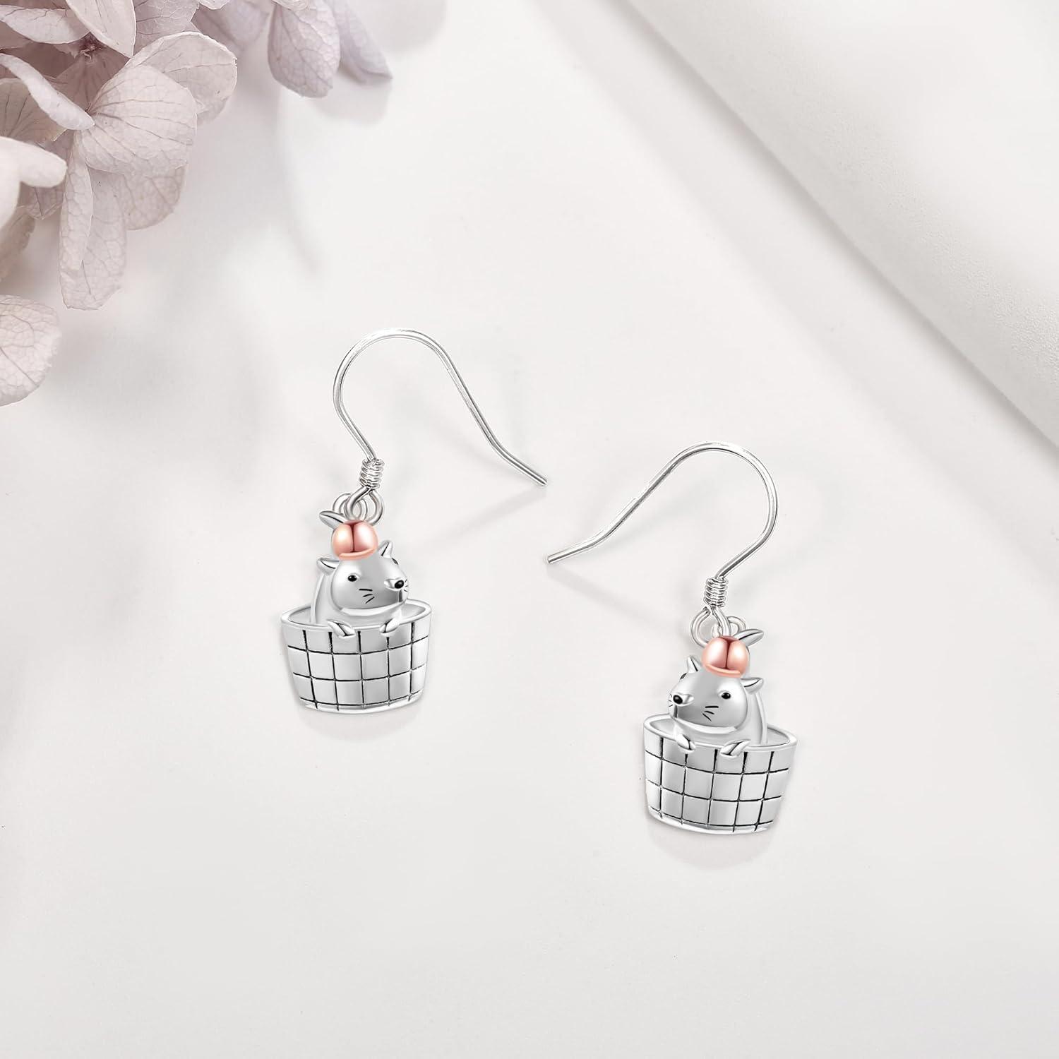 Capybara Sterling Silber Tier Ohrringe Geschenk Frauen Mädchen