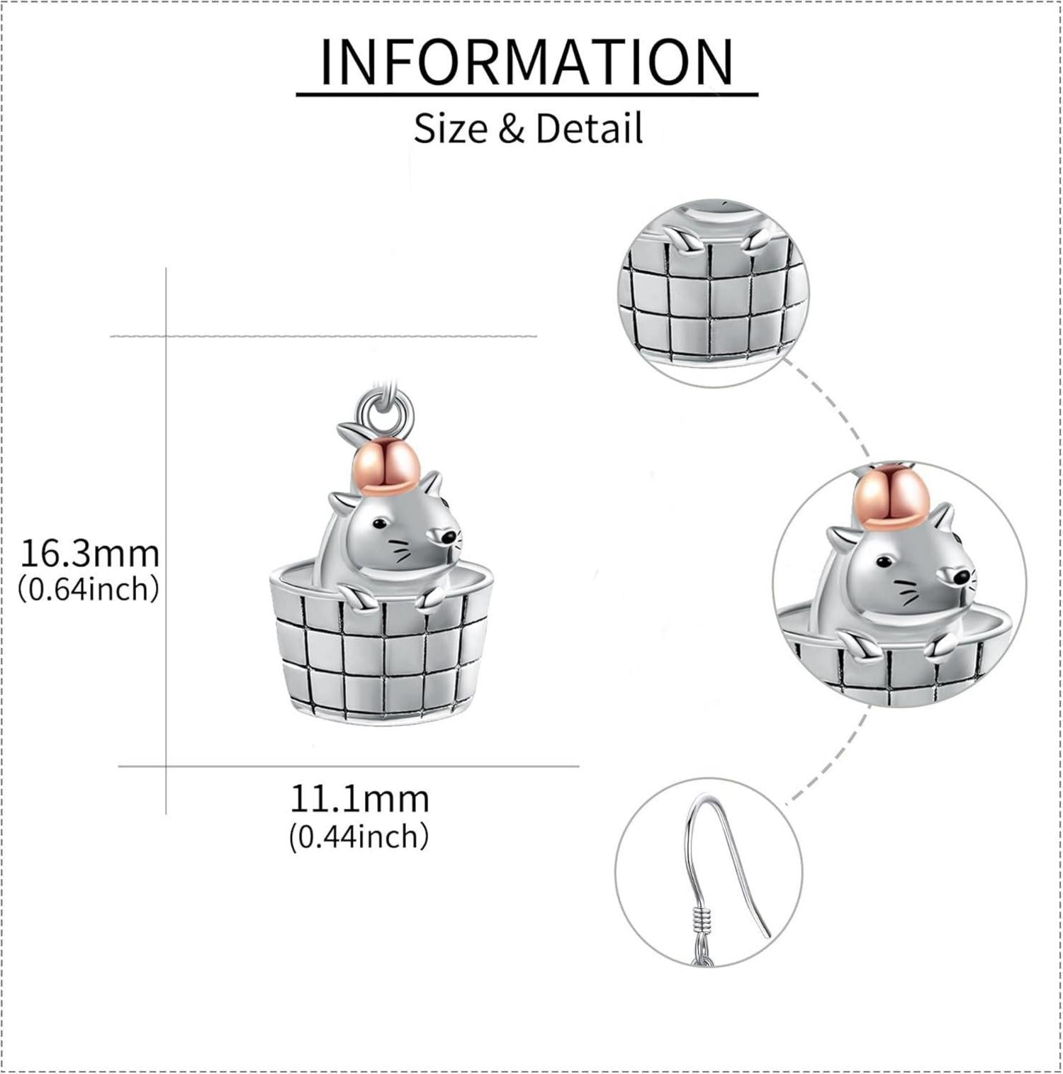 Capybara Silber Ohrringe Tier Schmuck für Frauen-Geschenk