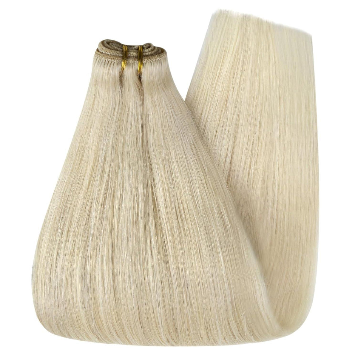 Echthaar Tressen Platinblond 55cm – Weft Extensions für Volumen & Länge