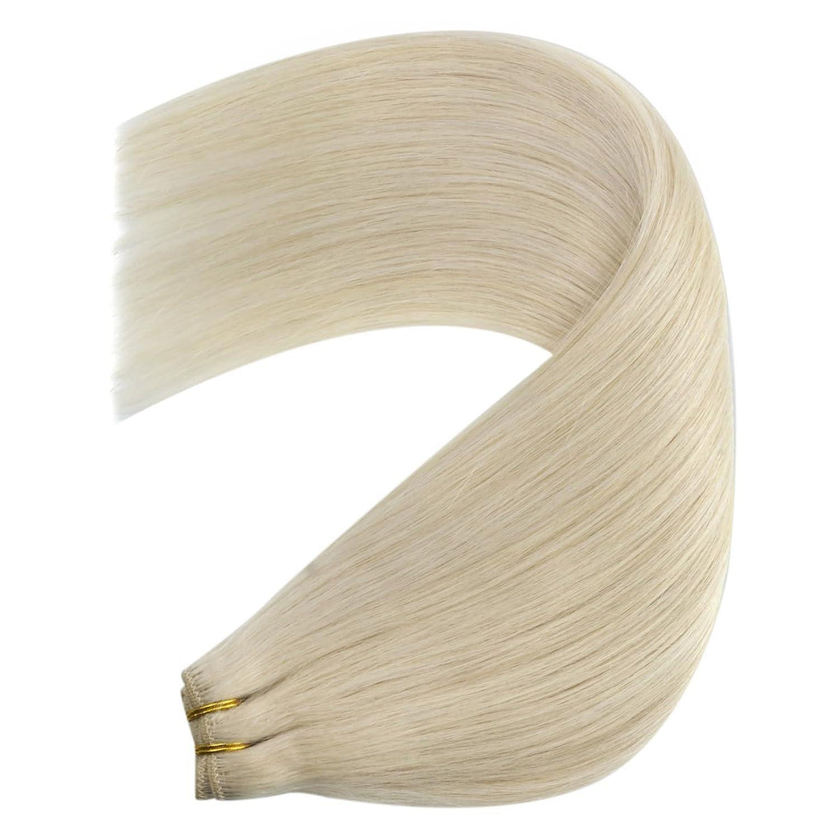 Echthaar Tressen Platinblond 55cm – Weft Extensions für Volumen & Länge