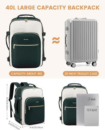 Handgepäck Rucksack 40L Damen Herren Wasserdicht Laptop 17 Zoll