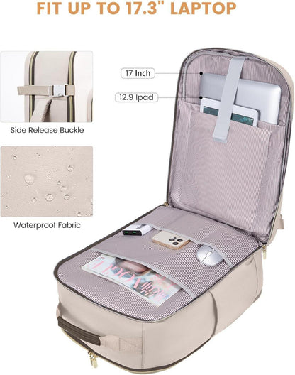 Handgepäck Rucksack 40L Wasserdicht 17 Zoll Laptopfach Frauen Männer