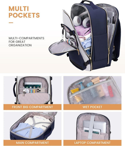 Handgepäck Rucksack 40L Laptop 17 Zoll Wasserdicht Trolley Blue