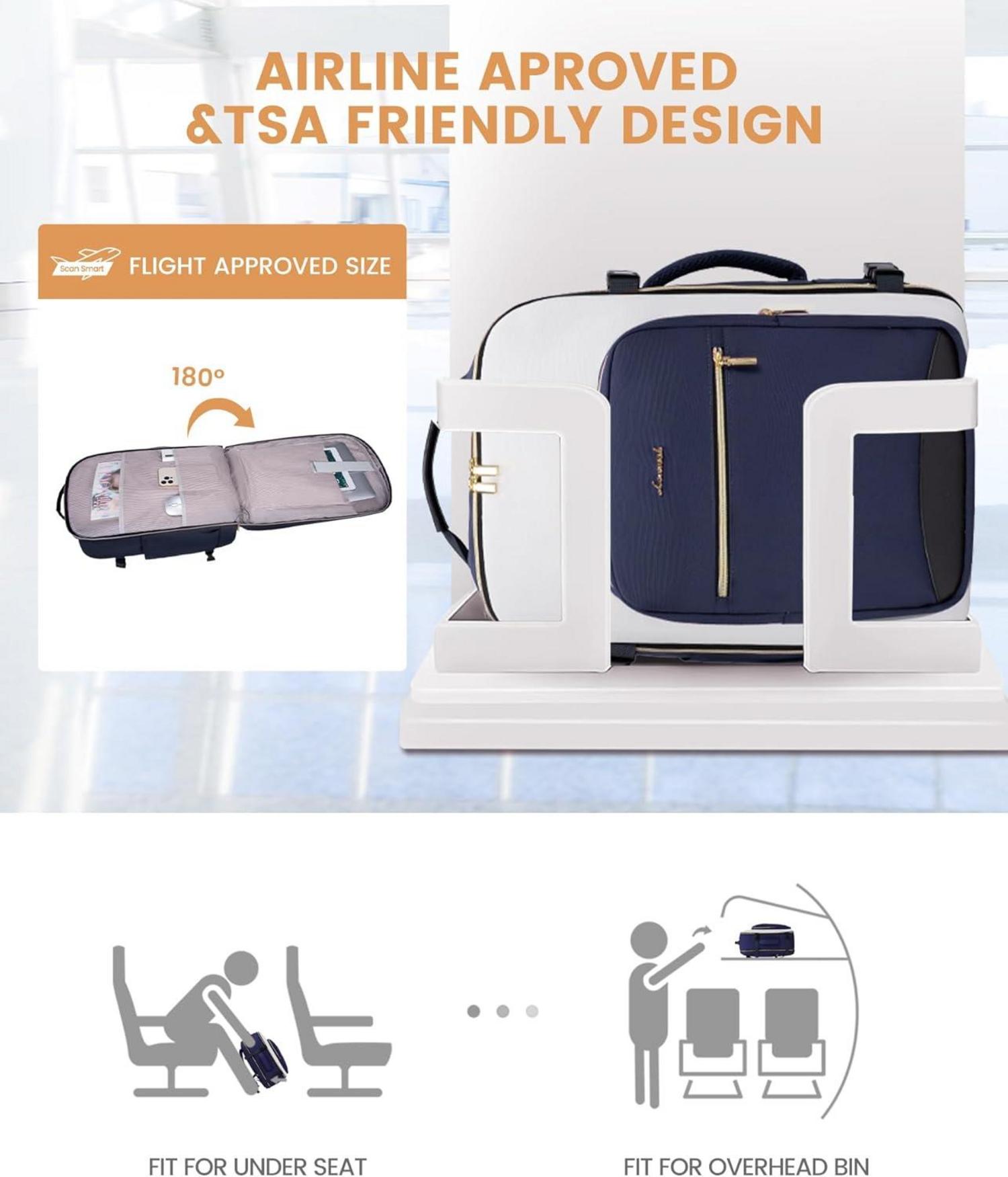 LOVEVOOK Handgepäck Rucksack 40L Flugzeug, Laptop Backpack 17 Zoll, Wasserdicht, für Damen und Herren